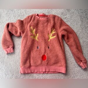 Mini Boden Girls Reindeer Sherpa Sweatshirt Size 9–10Y